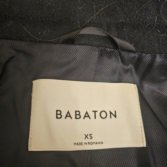 Babaton Conner Coat Wool Funnel Neck Midi Coat Navy - Picture 8 of 10